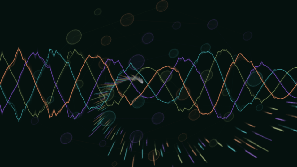 Generative visual artwork titled Triple DNA.