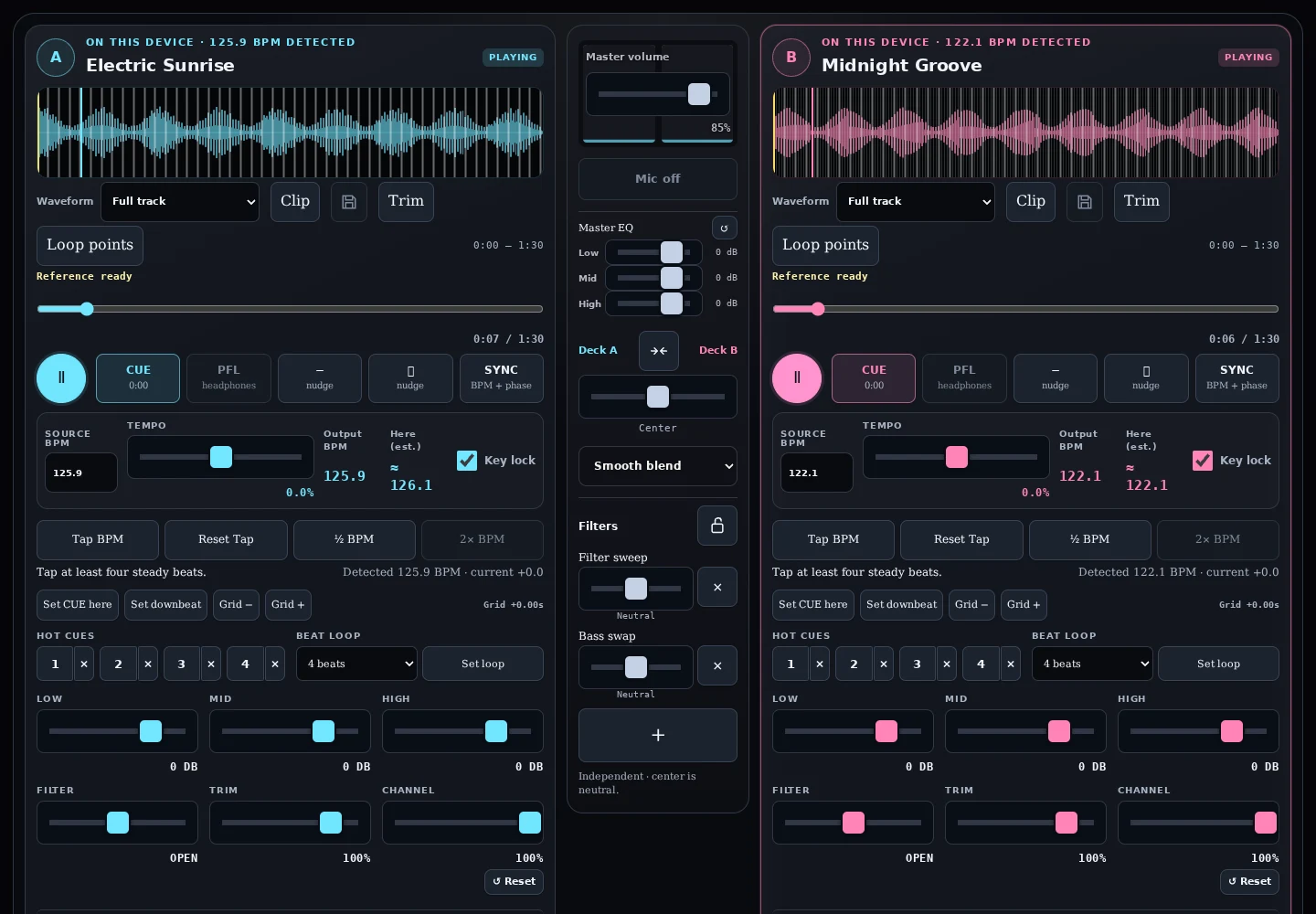 DJ Studio editor preview
